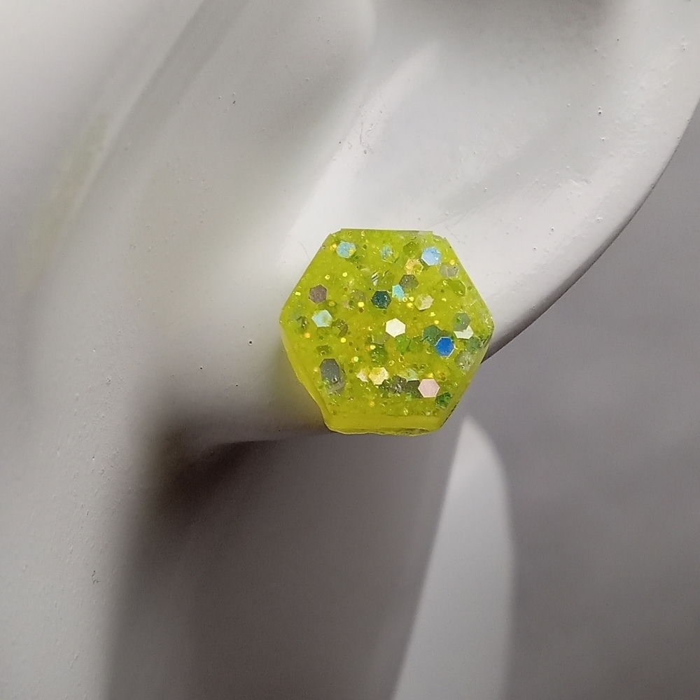 5/$25 Yellow Hexagon Stud Earrings